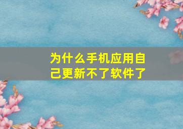 为什么手机应用自己更新不了软件了