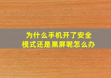 为什么手机开了安全模式还是黑屏呢怎么办