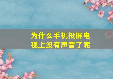 为什么手机投屏电视上没有声音了呢