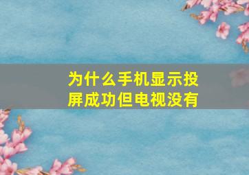 为什么手机显示投屏成功但电视没有