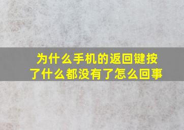 为什么手机的返回键按了什么都没有了怎么回事