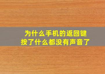 为什么手机的返回键按了什么都没有声音了