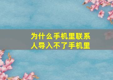 为什么手机里联系人导入不了手机里