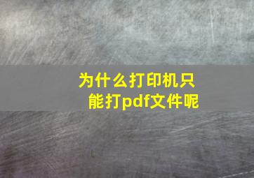 为什么打印机只能打pdf文件呢