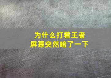 为什么打着王者屏幕突然暗了一下