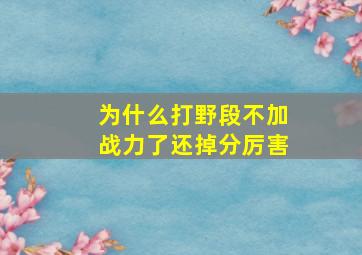 为什么打野段不加战力了还掉分厉害