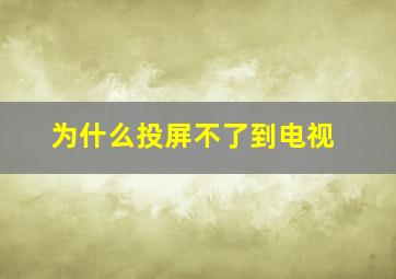 为什么投屏不了到电视