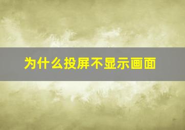 为什么投屏不显示画面