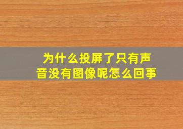 为什么投屏了只有声音没有图像呢怎么回事