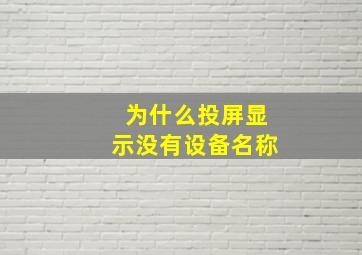 为什么投屏显示没有设备名称