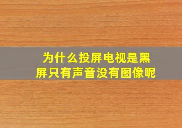 为什么投屏电视是黑屏只有声音没有图像呢