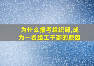 为什么报考组织部,成为一名组工干部的原因