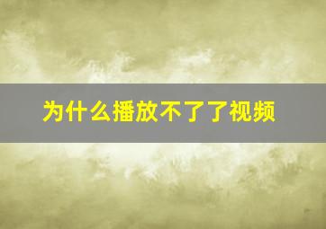 为什么播放不了了视频