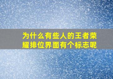 为什么有些人的王者荣耀排位界面有个标志呢