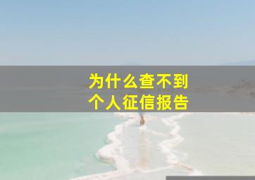 为什么查不到个人征信报告