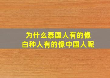 为什么泰国人有的像白种人有的像中国人呢