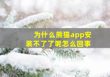 为什么熊猫app安装不了了呢怎么回事