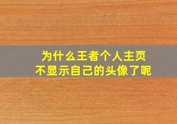 为什么王者个人主页不显示自己的头像了呢