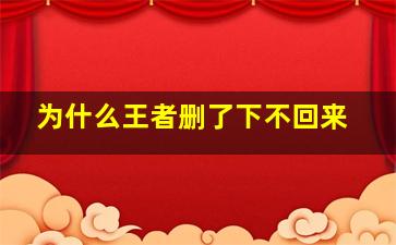 为什么王者删了下不回来