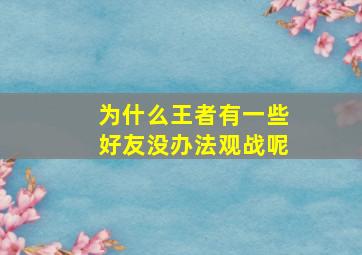 为什么王者有一些好友没办法观战呢