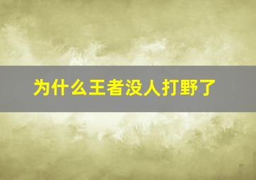 为什么王者没人打野了