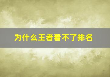 为什么王者看不了排名