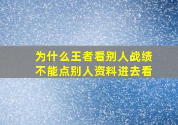 为什么王者看别人战绩不能点别人资料进去看