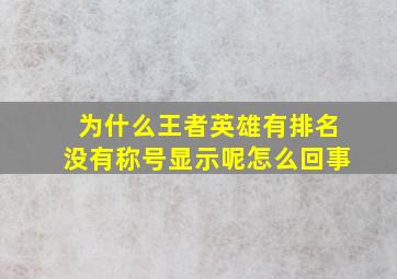 为什么王者英雄有排名没有称号显示呢怎么回事