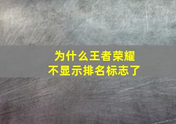 为什么王者荣耀不显示排名标志了