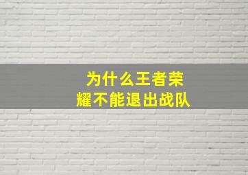 为什么王者荣耀不能退出战队