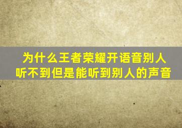 为什么王者荣耀开语音别人听不到但是能听到别人的声音