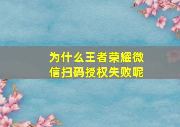 为什么王者荣耀微信扫码授权失败呢