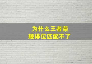 为什么王者荣耀排位匹配不了