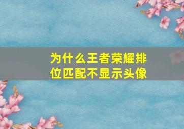 为什么王者荣耀排位匹配不显示头像