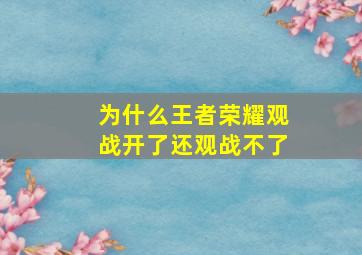 为什么王者荣耀观战开了还观战不了