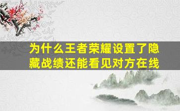 为什么王者荣耀设置了隐藏战绩还能看见对方在线