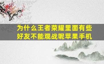 为什么王者荣耀里面有些好友不能观战呢苹果手机