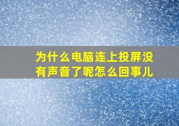 为什么电脑连上投屏没有声音了呢怎么回事儿