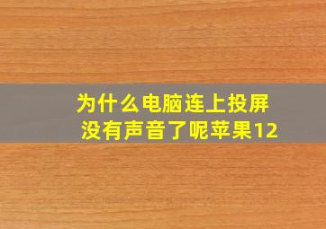 为什么电脑连上投屏没有声音了呢苹果12