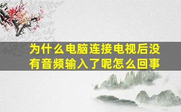 为什么电脑连接电视后没有音频输入了呢怎么回事