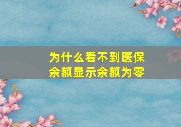 为什么看不到医保余额显示余额为零