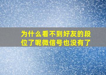 为什么看不到好友的段位了呢微信号也没有了