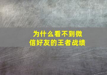 为什么看不到微信好友的王者战绩