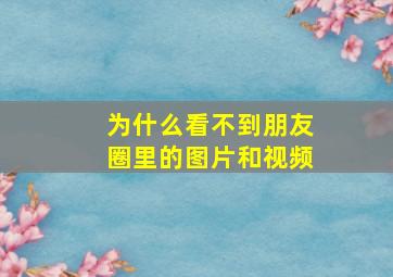 为什么看不到朋友圈里的图片和视频