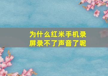 为什么红米手机录屏录不了声音了呢