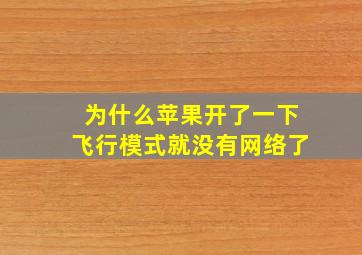 为什么苹果开了一下飞行模式就没有网络了