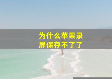 为什么苹果录屏保存不了了