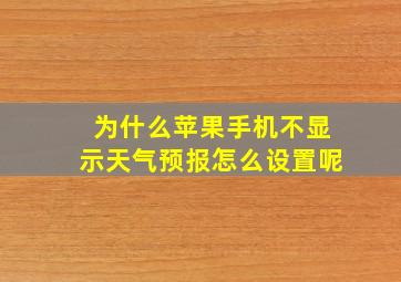 为什么苹果手机不显示天气预报怎么设置呢