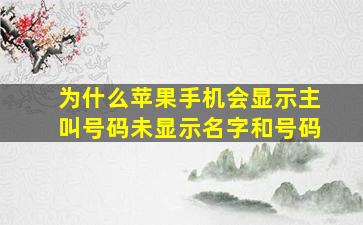 为什么苹果手机会显示主叫号码未显示名字和号码