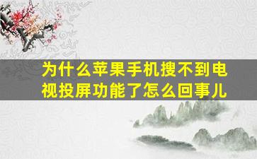 为什么苹果手机搜不到电视投屏功能了怎么回事儿